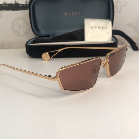New Authentic Gucci GG0537S 002 Gold Cat-Eye Sunglasses Red Lenses main image 9